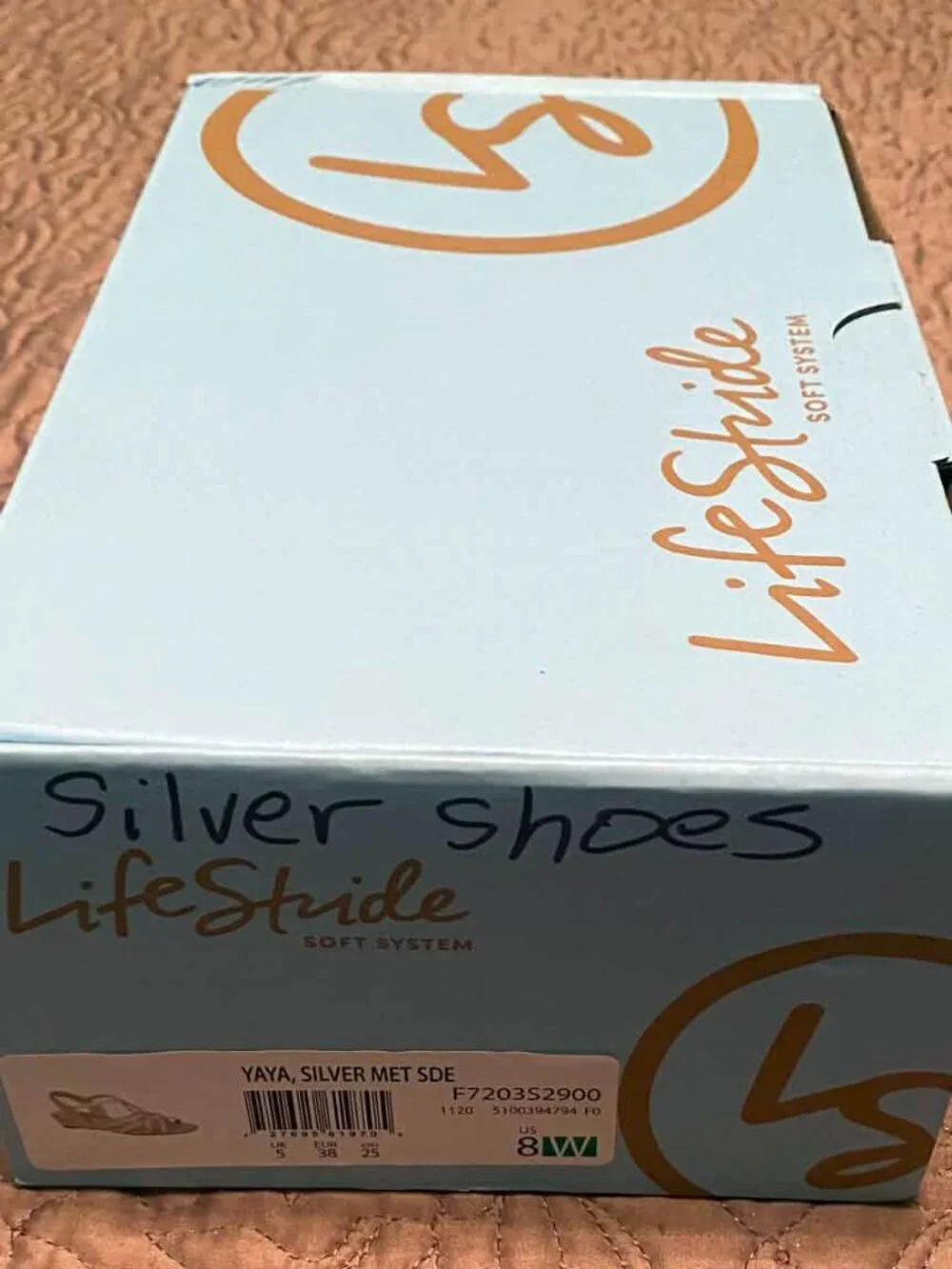 LIFE STRIDE SILVER STRAP CRISSCROSS SLINGBACK SANDALS